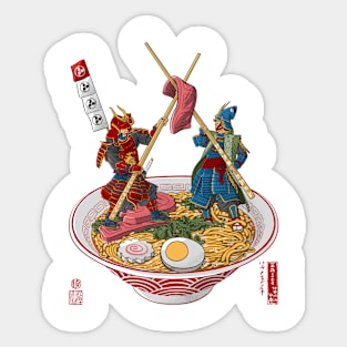 Samurai duel over Ramen Sticker